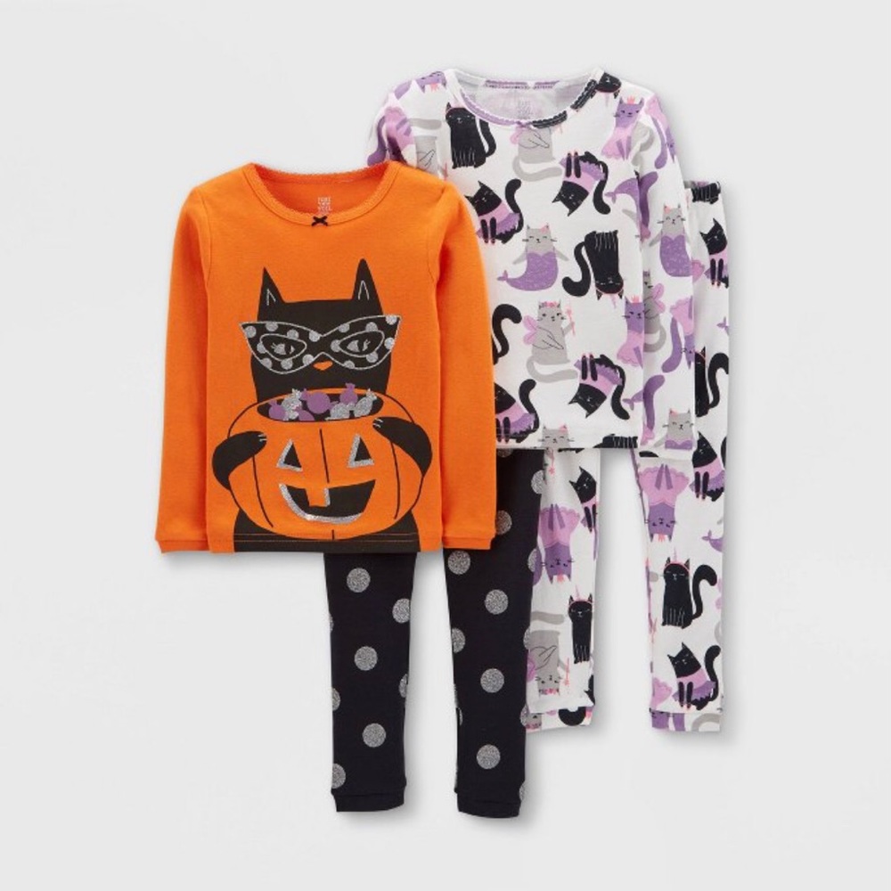 Girls Cat Halloween PJs - 2 Pairs NEW